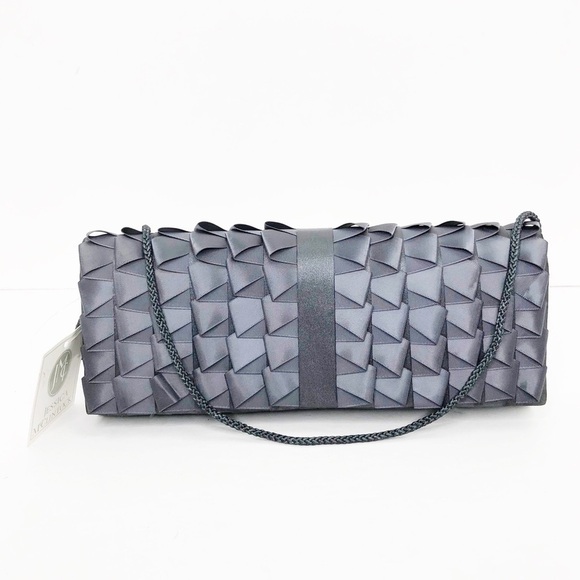 Jessica McClintock gray evening clutch satin purse - Picture 12 of 13
